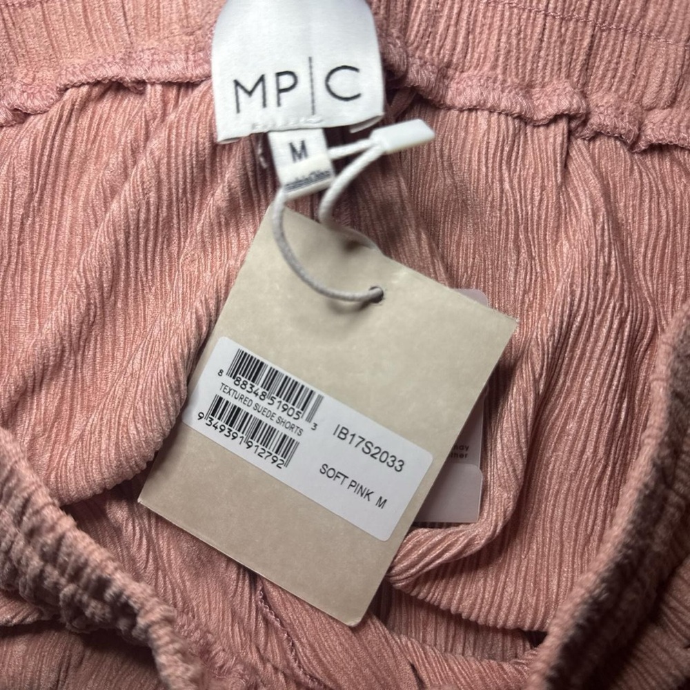 NWT MINKPINK x M|PC Textured Faux Suede Pastel Pink Lounge Shorts — SMALL - Picture 2 of 4